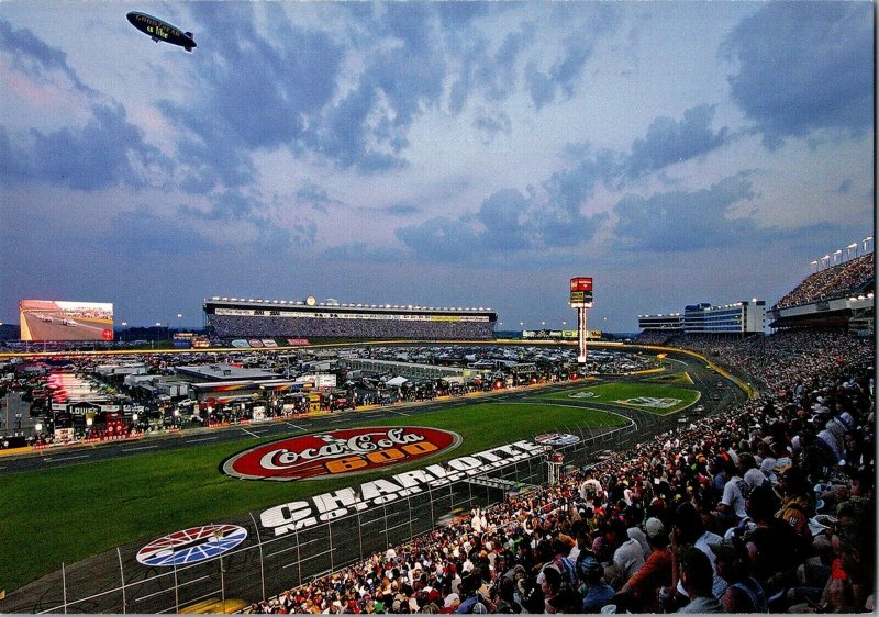 Charlotte Motor Speedway Coca Cola 600 Goodyear Blimp NASCAR Postcard A13