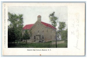 c1905 Madrid High School Exterior Net Madrid New York Vintage Antique Postcard