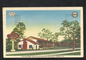 EXCELSIOR SPRINGS MISSOURI THE MONTEREY MOTEL LINEN ADVERTISING POSTCARD