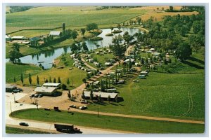 Colo Iowa IA Postcard Aerial View Of Twin Anchor Campground c1960's Vintage Cars