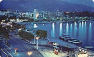 Acapulco Mexico~El Malecon Vista De Noche~The Breakwater @ Night~Gas Station~70s