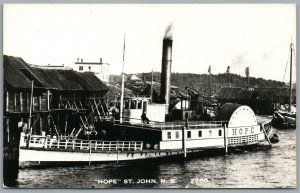 STEAMSHIP HOPE ST.JOHN RIVER N.B. CANADA VINTAGE REAL PHOTO POSTCARD RPPC