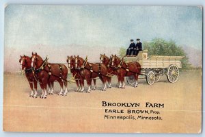 Minneapolis Minnesota Postcard Brooklyn Farm Earle Brown c1920's Belgian Horses