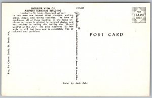 Vtg Missouri MO St Louis Municipal Airport Terminal Building Interior Postcard
