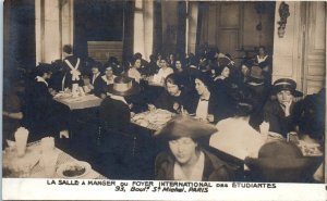 1920s Dining Room Foyer International des Etudiantes Paris France RPPC Postcard