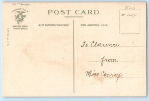 Christmas Postcard Greetings Terrier Dog Cage Ringing Bell Mistletoe Clapsaddle