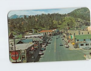 Postcard Elkhorn Avenue and business district, Estes Park, Colorado