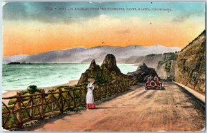c1910 Palisades Santa Monica Beach Road Port Postcard F215