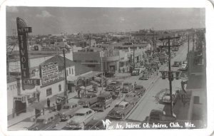 Juarez Mexico Avenue Juarez Busy Street Scene Real Photo Postcard AA15305