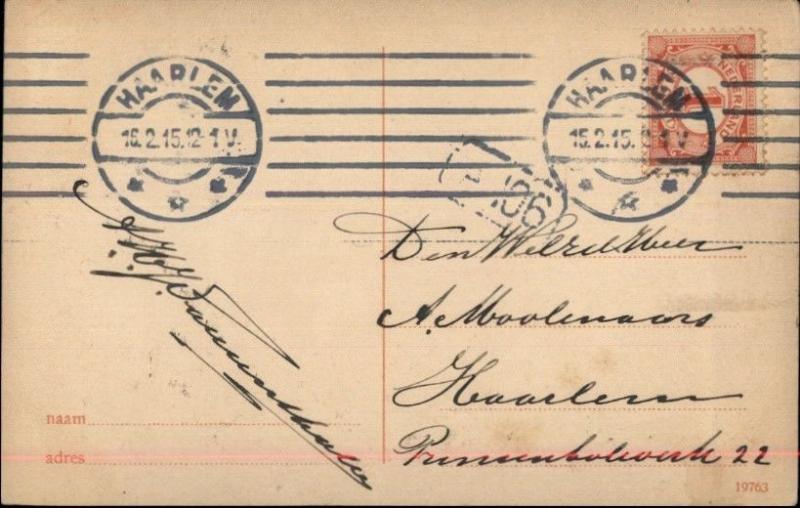 Dutch Ship Ijmuiden Zeegezicht Used Stamp Cover etc 1915 Postcard