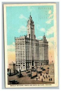 Vintage 1924 Linen Postcard Wigley Building Antique Cars Chicago Illinois