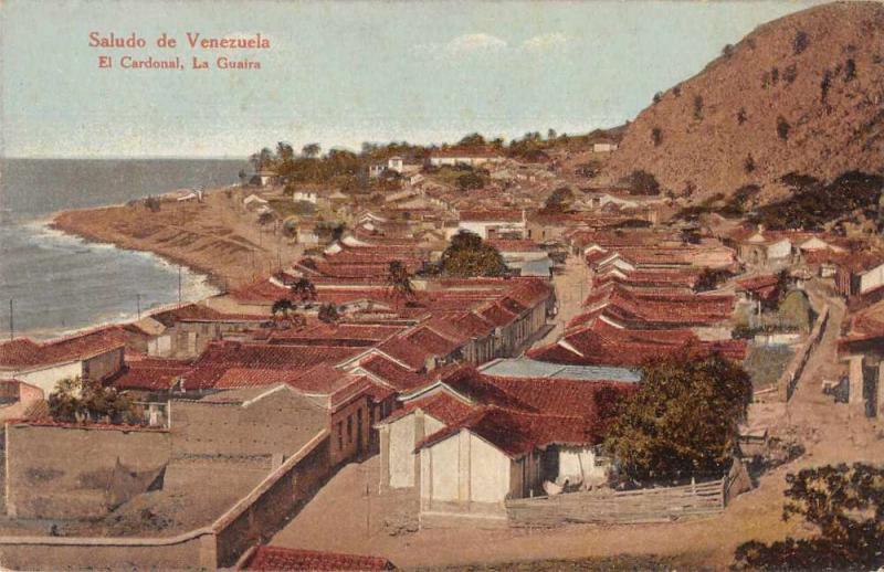 El Cardonal La Guaira Venezuela Birds Eye View Town Waterfront Postcard J79447