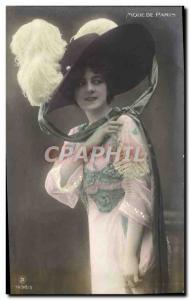Old Postcard Paris Fashion Woman Hat