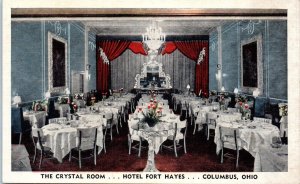 1920s The Crystal Room Hotel Fort Hayes Columbus Ohio Postcard