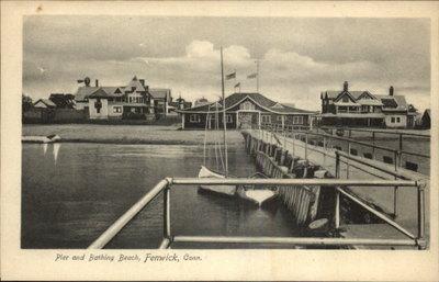 Fenwick CT Pier & Bathing Beach Scene c1910 Old Postcard