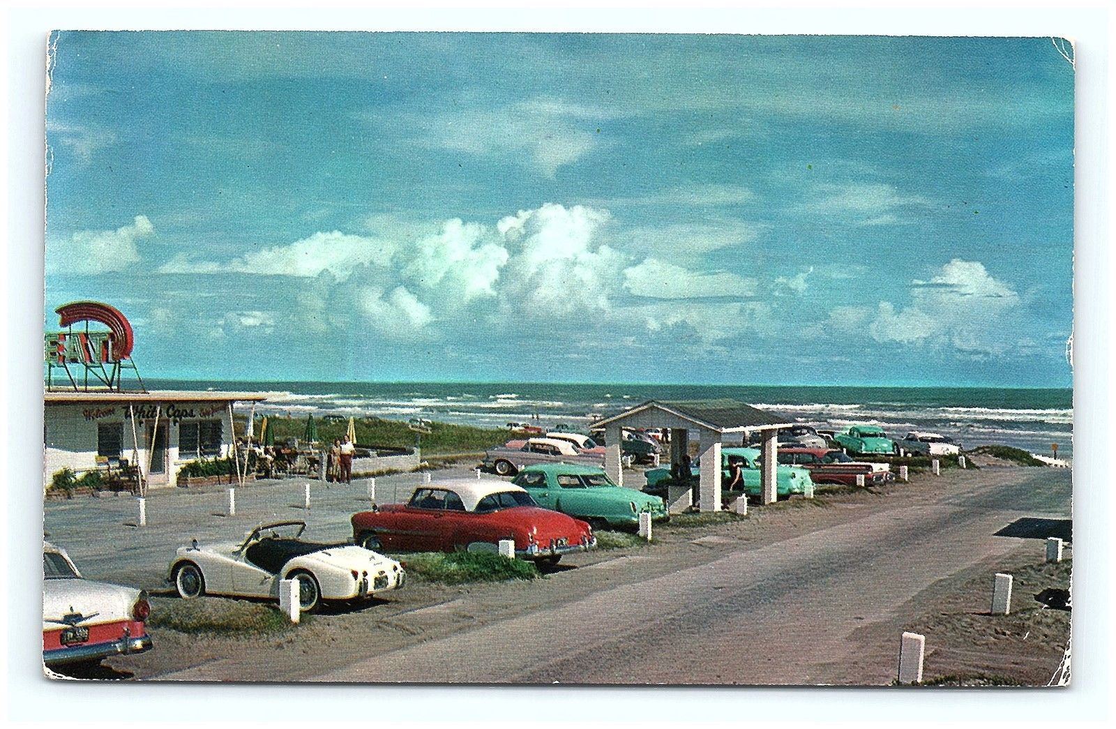 Postcard Fl Cocoa Beach Picnic Area And Beach 1950 S Old Cars G16 United States Florida Other Postcard Hippostcard