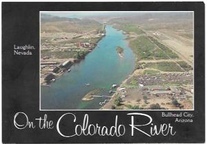 Nice old card showing Laughlin, Nevada, Bullhead city, Arizona & Colorado River.