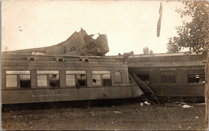 RP Postcard Wissinoming Pennsylvania Railroad Passenger Train Wreck Crash~131120