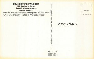 Lowell MA Four Sisters Owl Diner Multi-View Postcard