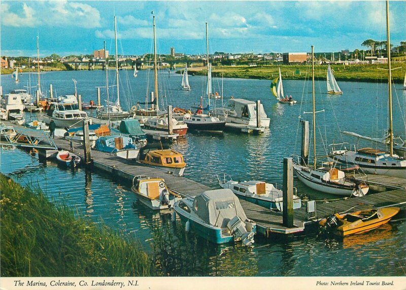 Postcard Ireland Londonderry marina ships