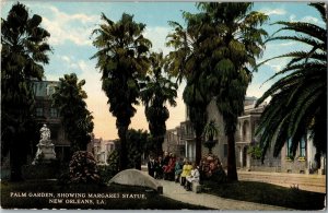 Palm Garden Showing Margaret Statue, New Orleans LA c1914 Vintage Postcard U32