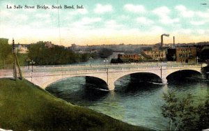 Indiana South Bend La Salle Street Bridge 1910 Curteich