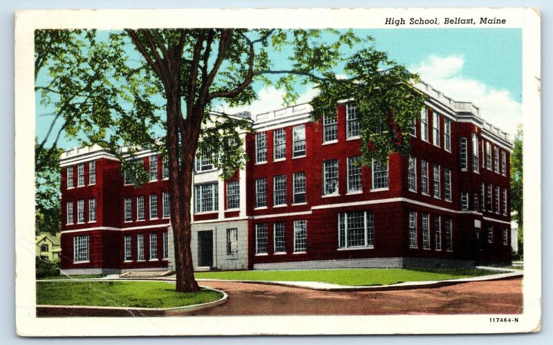 Postcard High School, Belfast, Maine 1950 F111 