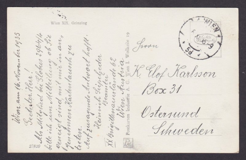 Postcard, Austria Vienna, Grinzing