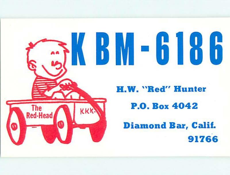 comic - QSL CB HAM RADIO CARD Diamond Bar California CA t9574