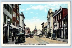 Hagerstown Maryland MD Postcard South Potomac Street Looking Towards Square 1920