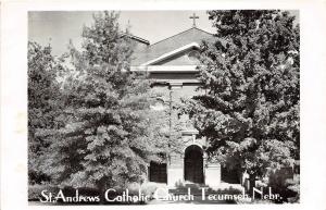 D55/ Tecumseh Nebraska Ne Photo RPPC Postcard 1951 St Andrews Catholci Church