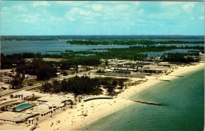 Sarasota, FL Florida LIDO BEACH & CASINO Bird's Eye View ca1960s Chrome Postcard