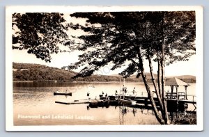 K1/ Canton Maine RPPC Postcard c1940s Pinewood Lakefield Landing Boats 75