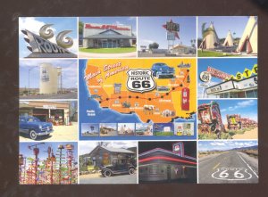 ROUTE 66 MAP MULTI VIEW POSTCARD