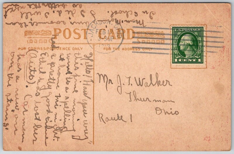 Jackson Ohio 1913 Postcard If You Can't Come, Write