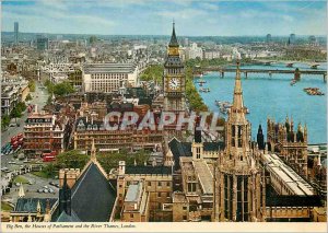 Modern Postcard Big Ben The Houses of Parliament and the River Thames LOndon
