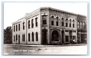 Postcard Bank of New London, Wisconsin WI + Shop for Men RPPC H16