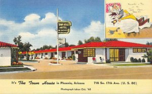 TOWN HOUSE HOTEL Phoenix, Arizona Roadside 1951 Linen Vintage Postcard