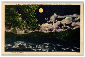 c1940's Moonlight Over Lake Junaluska NC, In The Land Of Sky Vintage Postcard