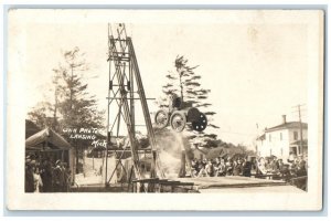 c1910's Novelty Flying Car Ramp Crowd Lansing Michigan MI RPPC Photo Postcard