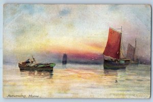 Postcard Scene of Boats Returning Home c1910 Unposted Connoisseur Tuck Art