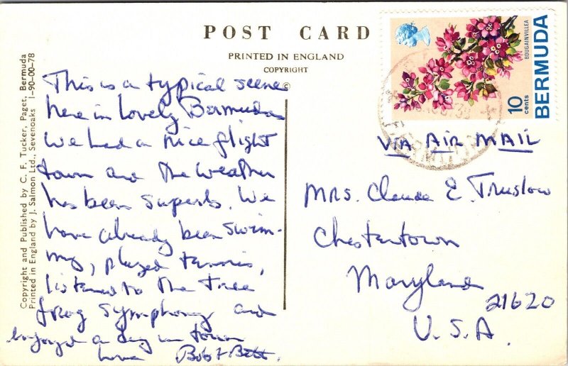 John Smiths Bay Bermuda Printed England Tucker Paget Wob Note Postcard 