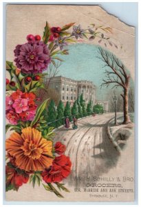 c1905 Grocers Corner McBride And Ash Streets Syracuse NY, Flowers Postcard