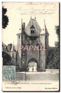 Old Postcard Villeneuve sur Yonne Sens Gate North Coast