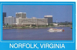 America Postcard - Norfolk - Virginia - Carrie B Cruising Past Omni Hotel  A9527