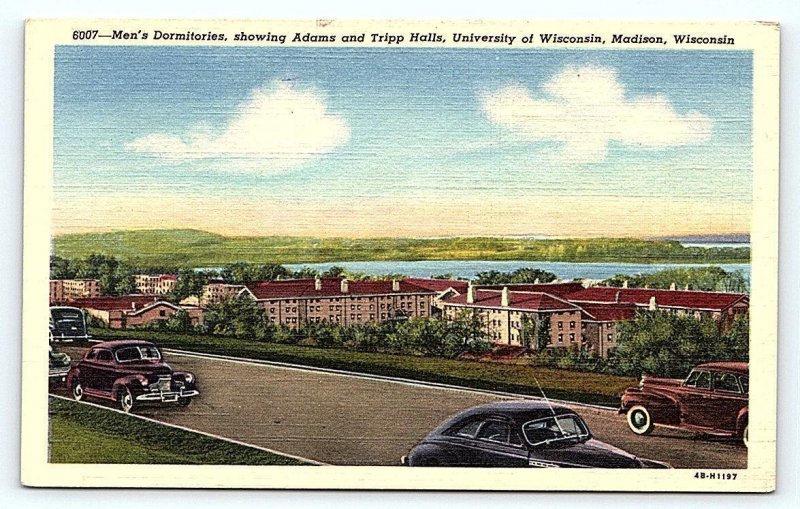 3 Postcards UNIVERSITY of WISCONSIN, Madison WI~ Field House STADIUM Dorms 1940s