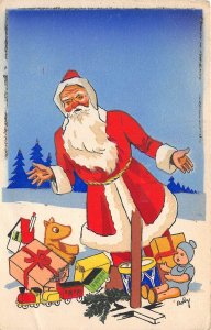 uk40985 merry christmas greetings uk santa claus train signed Roby