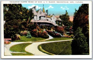 Postcard Brockville Ontario c1920s Thornton Cliffs Home Of Hon. Arthur C. Hardy