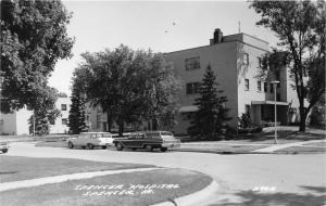 Spencer Iowa~Spencer Hospital~Woody Car Parked in Street~1967 RPPC Postcard