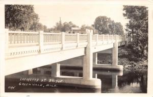 Greenville Michigan~Lafayette Street Bridge Spanning Flat River~1936 RPPC